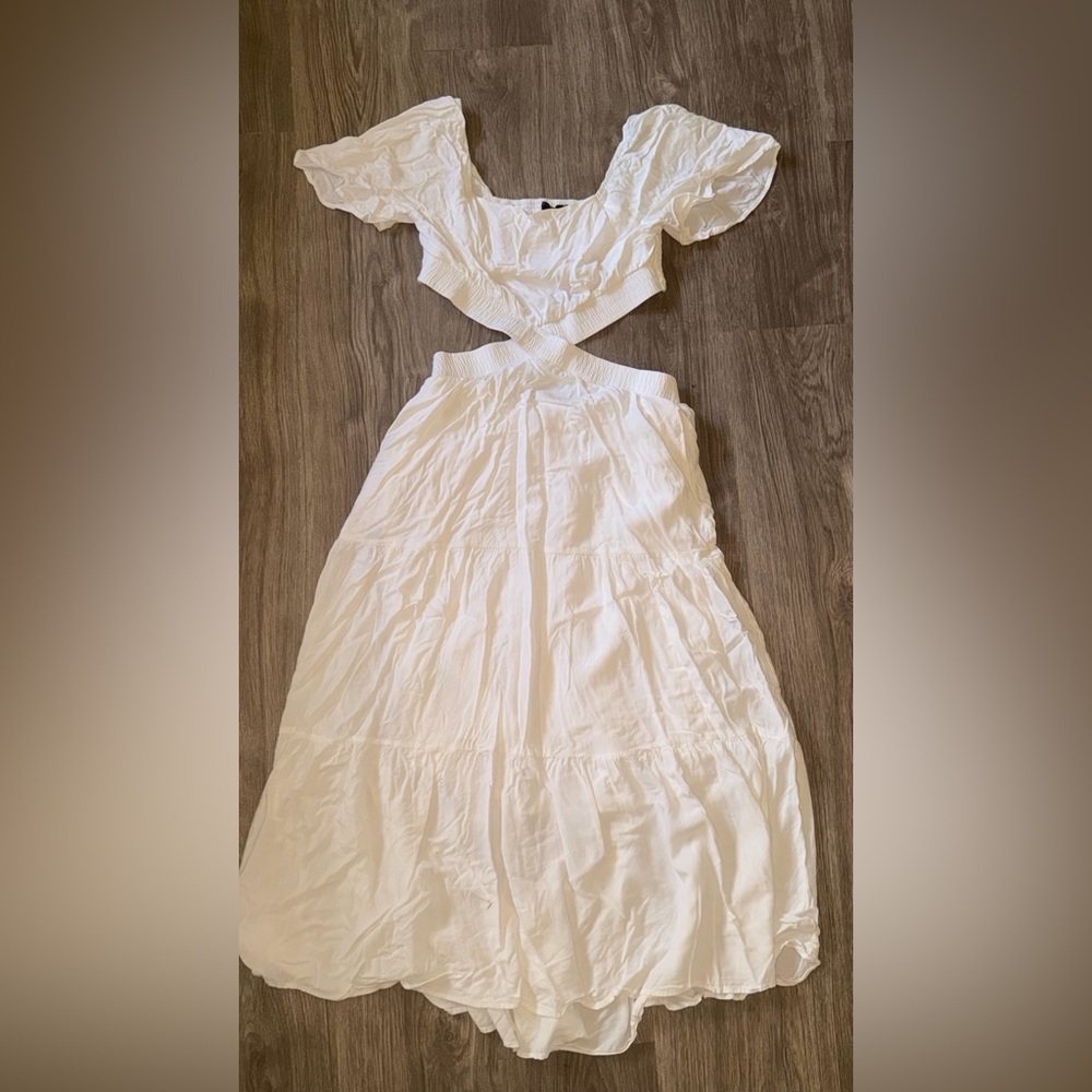 White Two-Piece Dress with Crisscross Top
